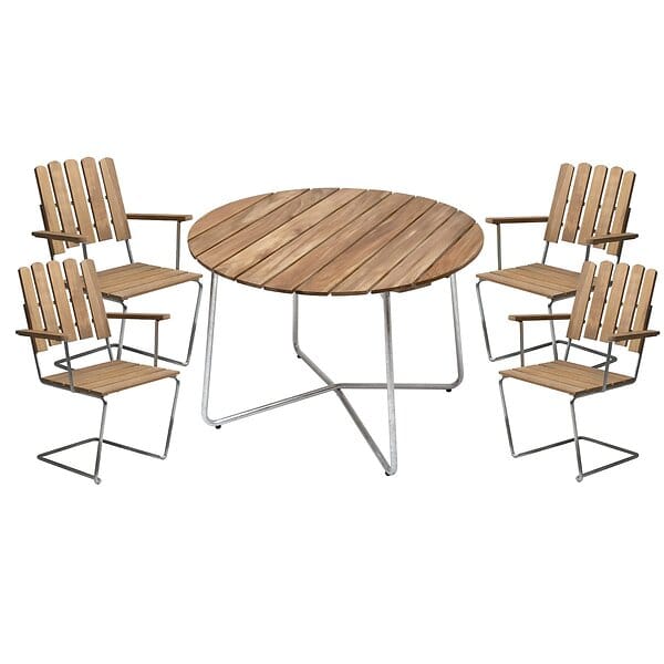 Grythyttan Stålmöbler Matgrupp O100cm Teak